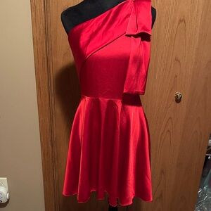 SHEIN Red One-Shoulder Midi Dress